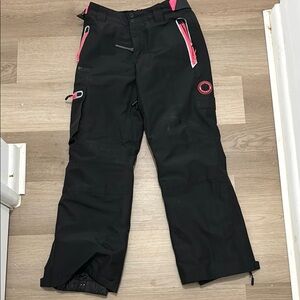 Superdry Snow Stylish Black Snow Pants with Pink Accents